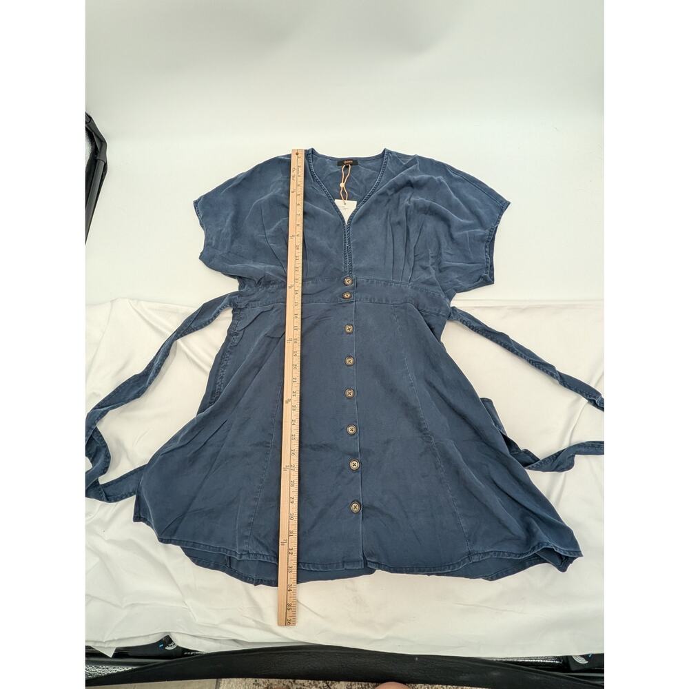 NWT Quince Vintage Wash Tencel Button Front Dress Midnight Blue L Office Career - Picture 6 of 10